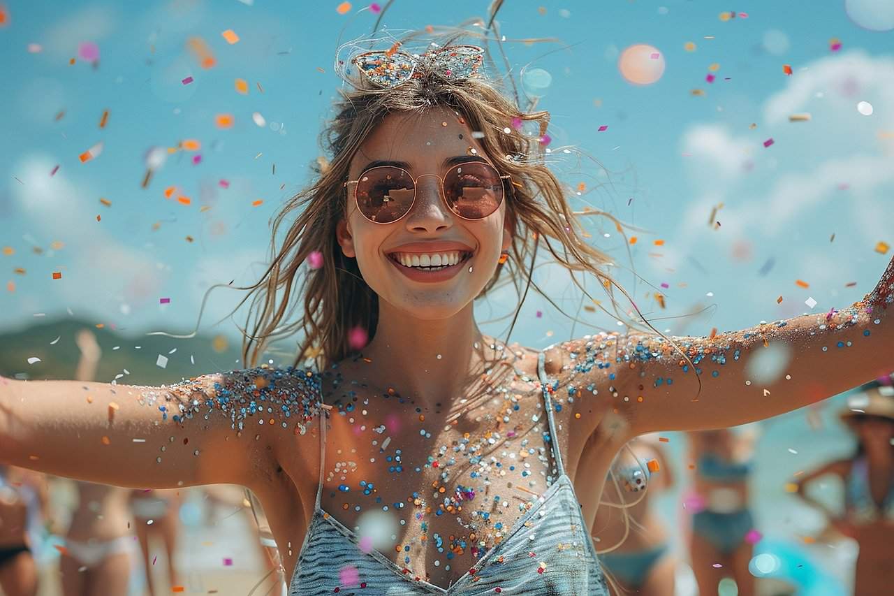 Woman having fun at a summer festival